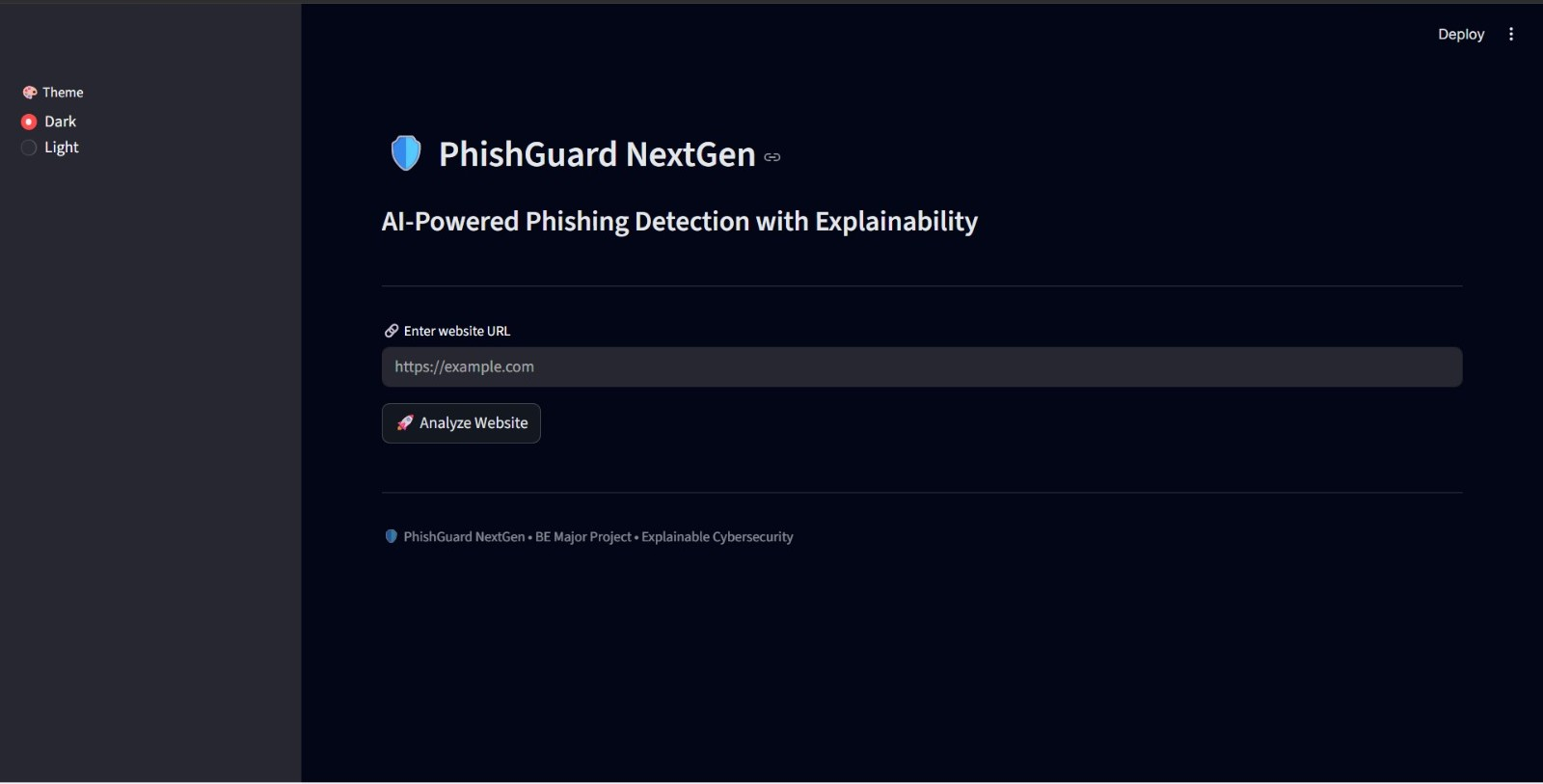 PhishGuard AI phishing detection interface